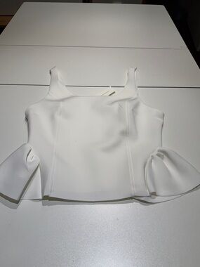 NWT Anthropologie White Scuba Peplum Top L